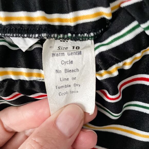 Vintage 70s striped tribal boho A-line pull on maxi skirt size small XS/S - Picture 7 of 8